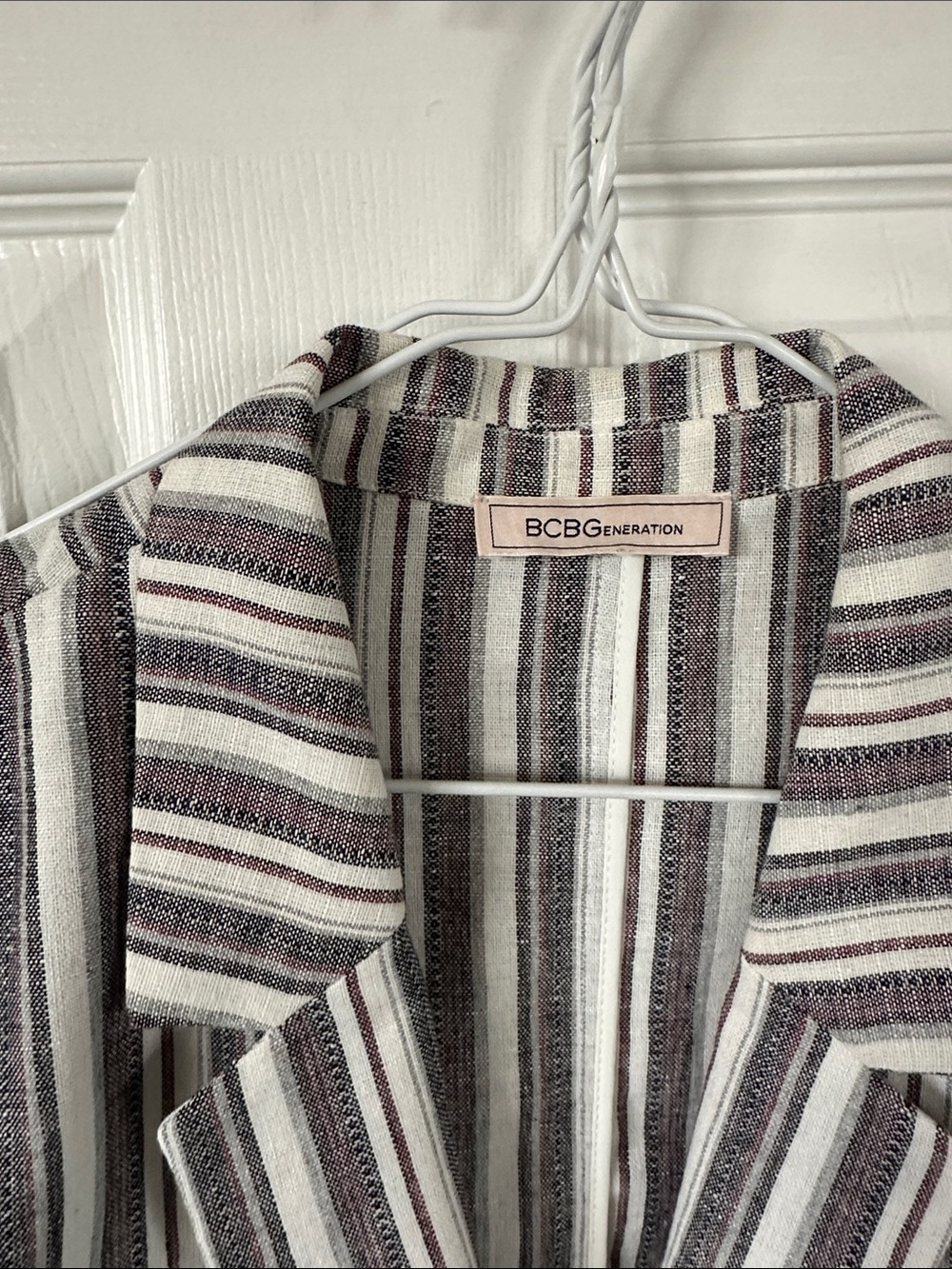 BCBGeneration Striped Blazer in Cream and Brown Tones
